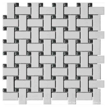 Carrara White Ceramic Water Jet Basketweave Mosaic